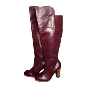 Lane Bryant Burgundy Leather  collection luciana Tall Platform Boots – 8W